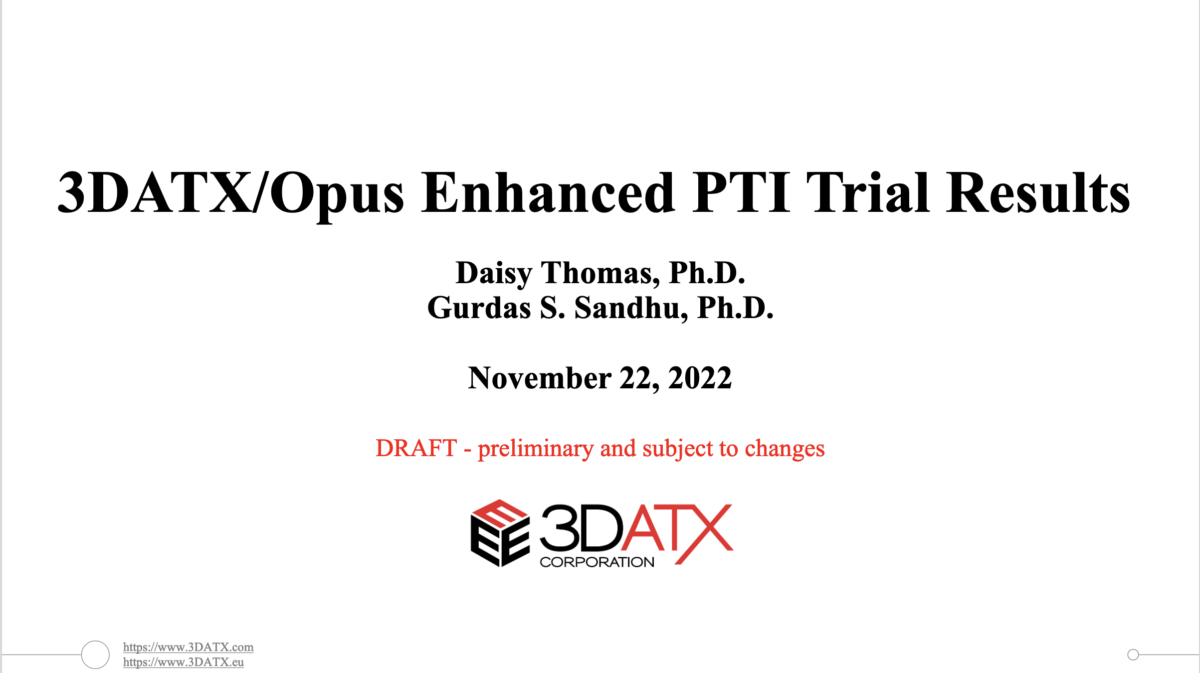 Cover page for 3DATX/Opus Enhanced PTI Trial Results
